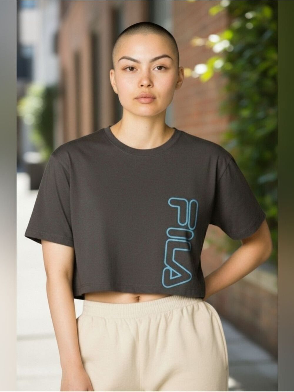Fila Black Crop Top T Shirt Womens 2X #T33